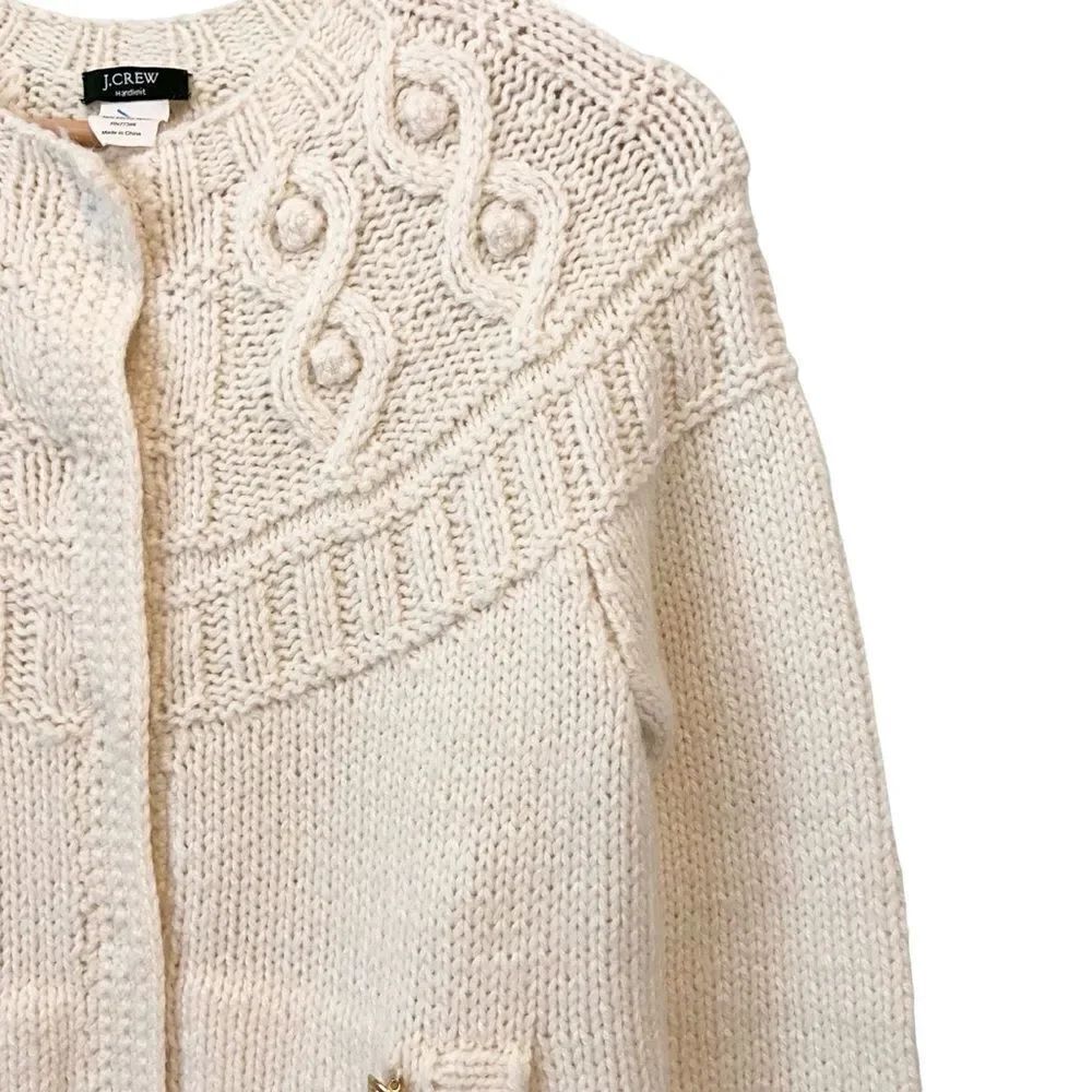 J. Crew Hand Knit Cardigan Sweater with Front Pockets with Gold Accent in Small - Picture 8 of 12